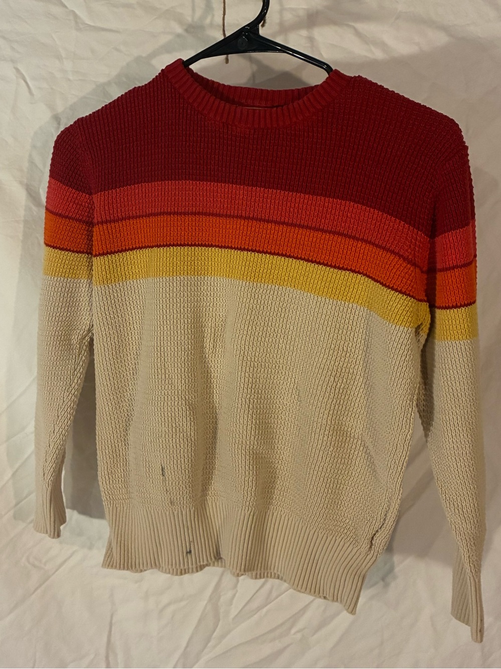 cat & Jack Kid's Crewneck Stripe Sweater in Red, Orange, Yellow, Cream